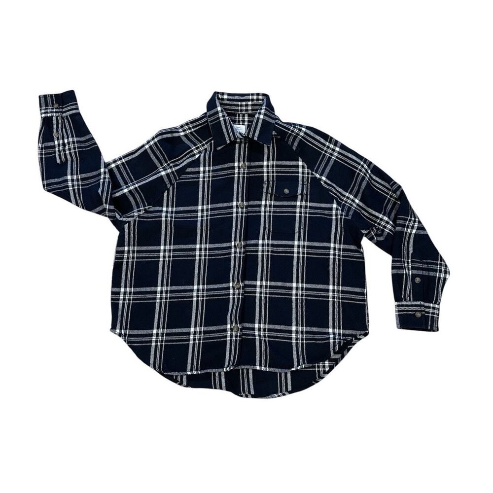 NWOT BILLABONG Long Sleeve Blue/White Flannel Womens Size Small Outdoor Casual